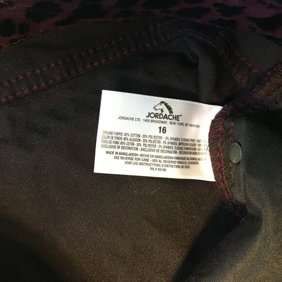 Jordache Jeans Purple Luxe Skinny Cheetah Mid Rise Flocked Black Sz 16 New - Picture 10 of 13